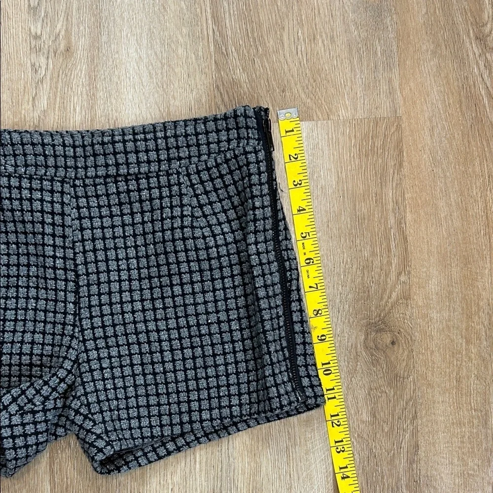 Esley High Waist Black and Gray Checkered Wool Lined Shorts - Picture 3 of 8